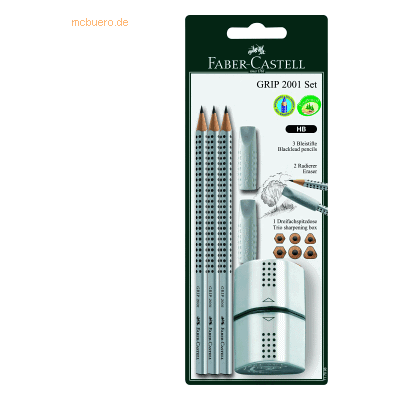 Faber Castell Bleistift Grip 2001 inkl. Eraser Cap und Dreifachspitzdo Faber Castell Bleistift Grip 2001 inkl. Eraser Cap und Dreifachspitzdo