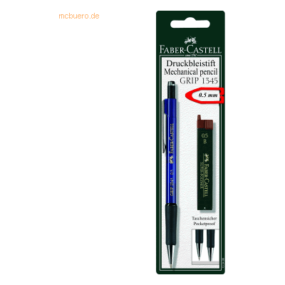 Faber Castell Druckbleistift Grip 1345 0,5mm + 12 Feinminen auf Bliste Faber Castell Druckbleistift Grip 1345 0,5mm + 12 Feinminen auf Bliste
