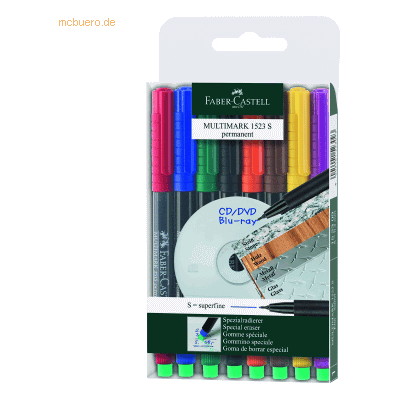 5 x Faber Castell CD-Marker Multimark wasserfest ca. 0,4 mm 8 Farben E 5 x Faber Castell CD-Marker Multimark wasserfest ca. 0,4 mm 8 Farben E