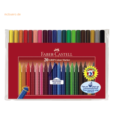 Faber Castell Fasermaler Grip Colour Marker 20er Etui farbig sortiert Faber Castell Fasermaler Grip Colour Marker 20er Etui farbig sortiert