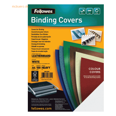 Fellowes Deckblätter A4 Lederstruktur 250g/qm VE=100 Stück weiß Fellowes Deckblätter A4 Lederstruktur 250g/qm VE=100 Stück weiß