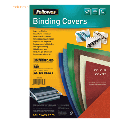 Fellowes Deckblätter A4 Lederstruktur 250g/qm VE=100 Stück rot Fellowes Deckblätter A4 Lederstruktur 250g/qm VE=100 Stück rot
