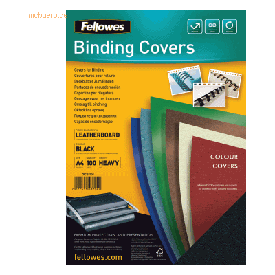 Fellowes Deckblätter A4 Lederstruktur 250g/qm VE=100 Stück schwarz Fellowes Deckblätter A4 Lederstruktur 250g/qm VE=100 Stück schwarz