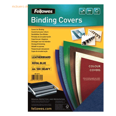Fellowes Deckblätter A4 Lederstruktur 250g/qm VE=100 Stück royalblau Fellowes Deckblätter A4 Lederstruktur 250g/qm VE=100 Stück royalblau