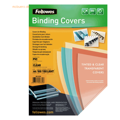 Fellowes Präsentationsdeckblatt A4 PVC 150mic transparent VE=100 Stück Fellowes Präsentationsdeckblatt A4 PVC 150mic transparent VE=100 Stück