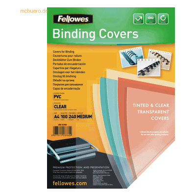 Fellowes Deckblatt A4 240mic PVC transparent VE=100 Stück Fellowes Deckblatt A4 240mic PVC transparent VE=100 Stück