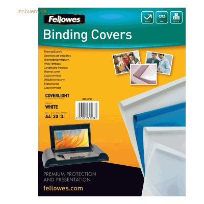 Fellowes Thermobindemappen Coverlight 3mm 150mic/170g/qm VE=20 Stück w Fellowes Thermobindemappen Coverlight 3mm 150mic/170g/qm VE=20 Stück w