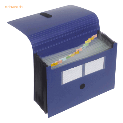 Foldersys Fächermappe A4 PP 12 Fächer Klettverschluss dunkelblau Foldersys Fächermappe A4 PP 12 Fächer Klettverschluss dunkelblau