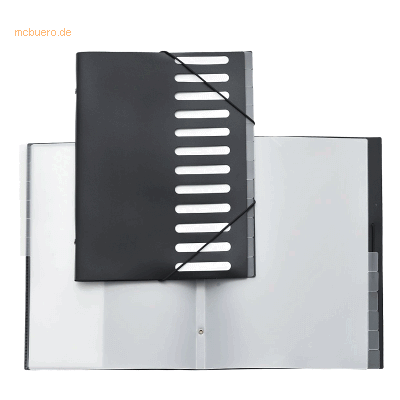 Foldersys Ordnungsmappe A4 PP 12 Fächer schwarz Foldersys Ordnungsmappe A4 PP 12 Fächer schwarz