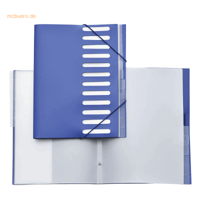 Foldersys Ordnungsmappe A4 PP 12 Fächer blau Foldersys Ordnungsmappe A4 PP 12 Fächer blau