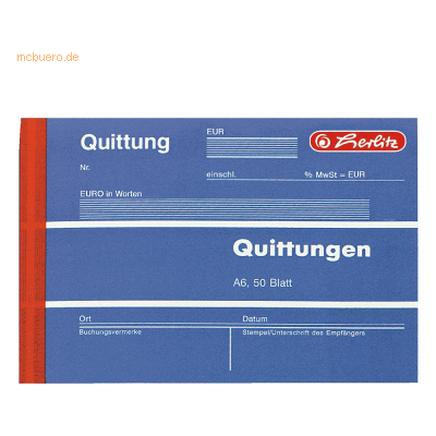 5 x Herlitz Formularbuch Quittungsblock A6 VE=50 Blatt 5 x Herlitz Formularbuch Quittungsblock A6 VE=50 Blatt