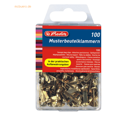 5 x Herlitz Musterbeutelklammern VE=100 Stück messing 5 x Herlitz Musterbeutelklammern VE=100 Stück messing