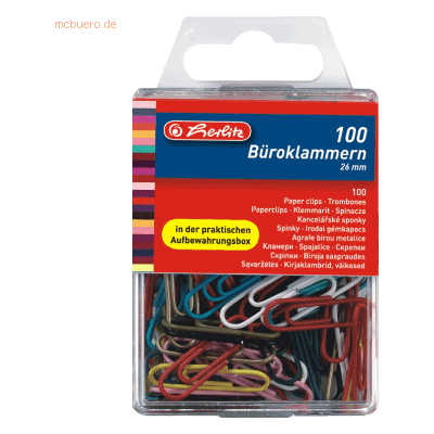 5 x Herlitz Büroklammern 26mm farbig sortiert VE=100 Stück 5 x Herlitz Büroklammern 26mm farbig sortiert VE=100 Stück