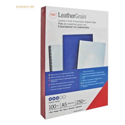 GBC Deckblatt LeatherGrain A4 Karton VE=25 Stück rot GBC Deckblatt LeatherGrain A4 Karton VE=25 Stück rot