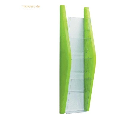 Helit Wandprospekthalter Bogendesign 1/3 A4 4 Fächer limettengrün Helit Wandprospekthalter Bogendesign 1/3 A4 4 Fächer limettengrün