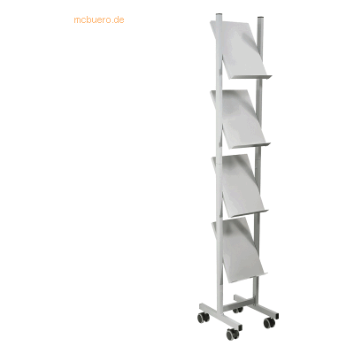 Helit Prospektregal 4x A4 260x1580x390mm 4 Fächer Metall silber Helit Prospektregal 4x A4 260x1580x390mm 4 Fächer Metall silber
