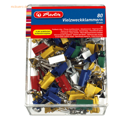 Herlitz Vielzweckklammern 19mm VE=80 Stück farbig sortiert Herlitz Vielzweckklammern 19mm VE=80 Stück farbig sortiert