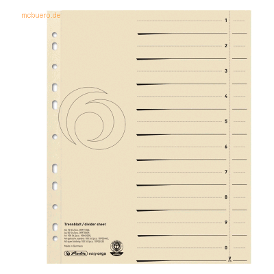 Herlitz Trennblatt A4 chamois VE=100 Stück Herlitz Trennblatt A4 chamois VE=100 Stück