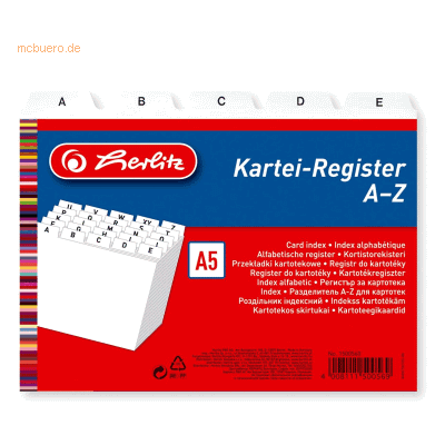 Herlitz Leitregister A-Z A5quer PP 25-teilig weiß Herlitz Leitregister A-Z A5quer PP 25-teilig weiß