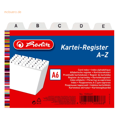 Herlitz Leitregister A-Z A6quer PP 25-teilig weiß Herlitz Leitregister A-Z A6quer PP 25-teilig weiß