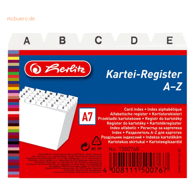 Herlitz Leitregister A-Z A7quer PP 25-teilig weiß Herlitz Leitregister A-Z A7quer PP 25-teilig weiß