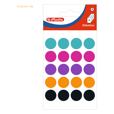 10 x Herlitz Markierungspunkte 19mm VE=80 Stück farbig sortiert 10 x Herlitz Markierungspunkte 19mm VE=80 Stück farbig sortiert