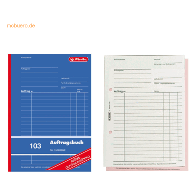 Herlitz Modell 103 Selbstkopierende A5 Formularbuch Herlitz Modell 103 Selbstkopierende A5 Formularbuch