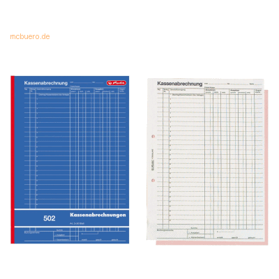 5 x Herlitz Formularbuch Kassenabrechnung A4 502 2x50 Blatt 5 x Herlitz Formularbuch Kassenabrechnung A4 502 2x50 Blatt