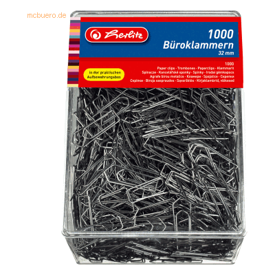 Herlitz Büroklammern 32mm verzinkt VE=1000 Stück Herlitz Büroklammern 32mm verzinkt VE=1000 Stück