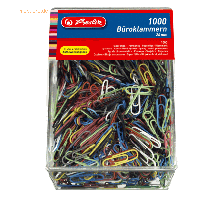 Herlitz Büroklammern 26mm kunststoffummantelt farbig sortiert VE=1000 Herlitz Büroklammern 26mm kunststoffummantelt farbig sortiert VE=1000