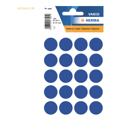 10 x HERMA Vielzweck-Etiketten 19mm dunkelblau VE=100 Stück 10 x HERMA Vielzweck-Etiketten 19mm dunkelblau VE=100 Stück