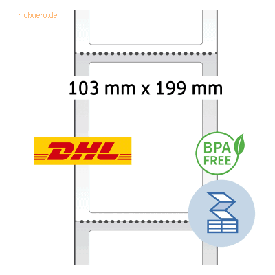 Herma 58506 Thermodirekt-Versandetiketten - 103x199mm, Perforiert, 1100 Stück Herma 58506 Thermodirekt-Versandetiketten - 103x199mm, Perforiert, 1100 Stück