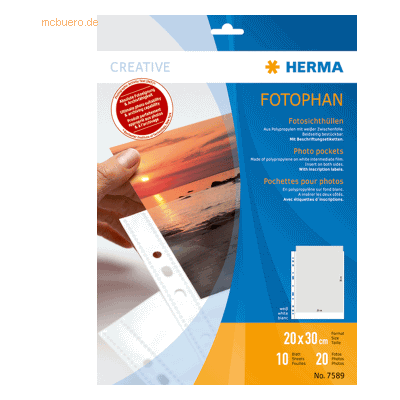 HERMA Fotophan-Sichthüllen 20x30cm weiß VE=10 Hüllen HERMA Fotophan-Sichthüllen 20x30cm weiß VE=10 Hüllen