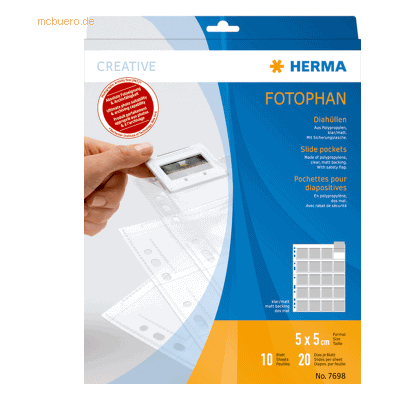 HERMA Diahüllen für KB-Dias mit dünnen Rähmchen 5x5cm klar/matt VE=10 HERMA Diahüllen für KB-Dias mit dünnen Rähmchen 5x5cm klar/matt VE=10