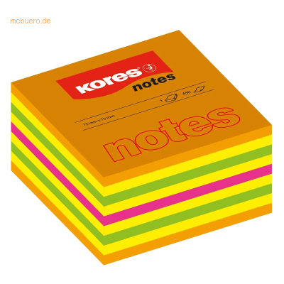 Kores Haftnotizwürfel 75x75mm 5-farbig neon Kores Haftnotizwürfel 75x75mm 5-farbig neon
