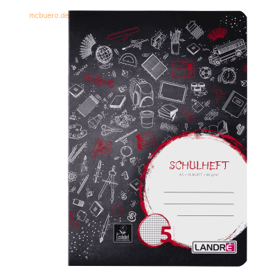 10 x Landre Schulheft A5 16 Blatt 80 g/qm Lineatur 5 (kariert) 10 x Landre Schulheft A5 16 Blatt 80 g/qm Lineatur 5 (kariert)