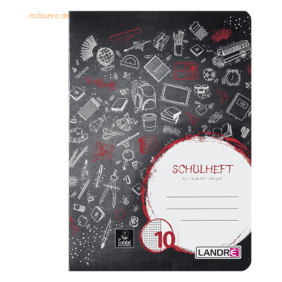10 x Landre Schulheft A5 16 Blatt 80 g/qm Lineatur 10 (kariert mit Ran 10 x Landre Schulheft A5 16 Blatt 80 g/qm Lineatur 10 (kariert mit Ran