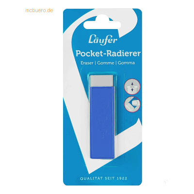 12 x Läufer Radiergummi Pocket Kunststoff PVC-frei blau 12 x Läufer Radiergummi Pocket Kunststoff PVC-frei blau