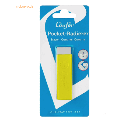 12 x Läufer Radiergummi Pocket Kunststoff PVC-frei gelb 12 x Läufer Radiergummi Pocket Kunststoff PVC-frei gelb