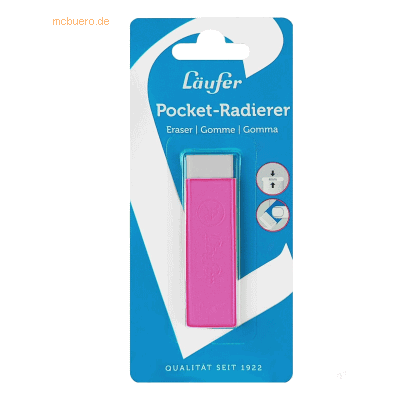 12 x Läufer Radiergummi Pocket Kunststoff PVC-frei pink 12 x Läufer Radiergummi Pocket Kunststoff PVC-frei pink