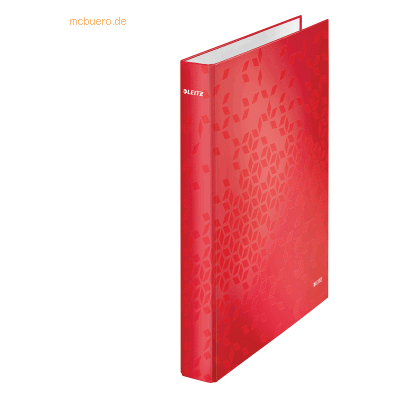 Leitz Ringbuch Wow A4 Pappe laminiert 2 Ringe 25mm rot Leitz Ringbuch Wow A4 Pappe laminiert 2 Ringe 25mm rot