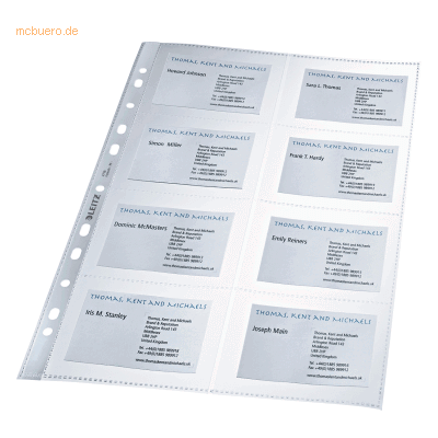 Leitz Visitenkartenhüllen A4 8 Fächer 90x57mm glasklar VE=10 Stück Leitz Visitenkartenhüllen A4 8 Fächer 90x57mm glasklar VE=10 Stück