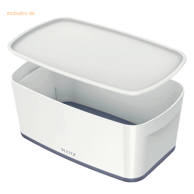 Leitz Aufbewahrungsbox myBox klein A5 mit Deckel weiß/grau Leitz Aufbewahrungsbox myBox klein A5 mit Deckel weiß/grau