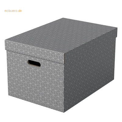 Esselte Aufbewahrungsbox Home Groß mit Deckel Wellpappe VE=3 Stück gra Esselte Aufbewahrungsbox Home Groß mit Deckel Wellpappe VE=3 Stück gra