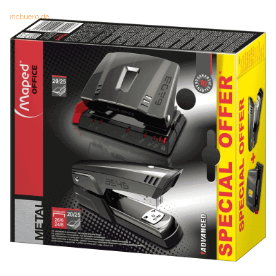 Maped Schreibtischset Locher + Hefter Advanced Metall grau Maped Schreibtischset Locher + Hefter Advanced Metall grau