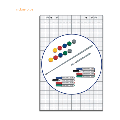 Maul Flipchart Starter-Set mit Block Zeigestab und Stiften Maul Flipchart Starter-Set mit Block Zeigestab und Stiften
