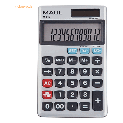 Maul Taschenrechner M 112 Solar/Batterie 70x10mm silber Maul Taschenrechner M 112 Solar/Batterie 70x10mm silber