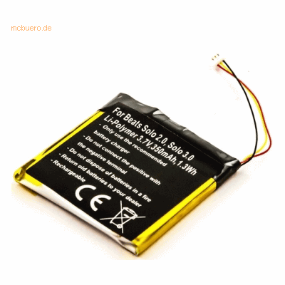 k.A. Akku für Beats Solo 3.0 Li-Pol 3,7 Volt 350 mAh schwarz k.A. Akku für Beats Solo 3.0 Li-Pol 3,7 Volt 350 mAh schwarz