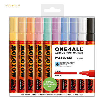 Molotow Permanentmarker One4All 227 HS nachfüllbar 4mm sortiert VE=10 Molotow Permanentmarker One4All 227 HS nachfüllbar 4mm sortiert VE=10