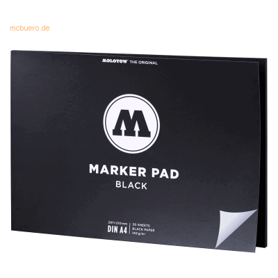 Molotow Qualtitätszeichenblock Marker Pad A4 black quer 140 g/qm 30 Bl Molotow Qualtitätszeichenblock Marker Pad A4 black quer 140 g/qm 30 Bl